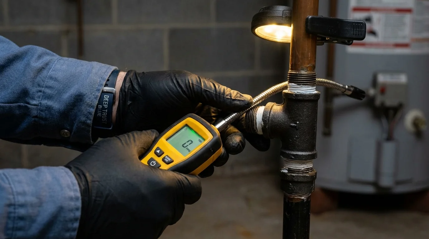 Gas leak detection with electronic sniffer by Johns Plumbing LLC in Wheatland